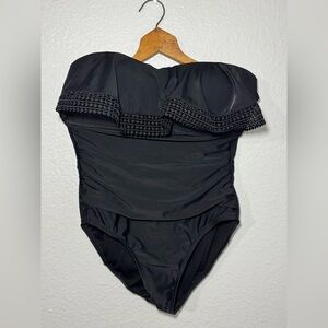Kona Sol‎ Black Strapless One-Piece Swimsuit - Size Large